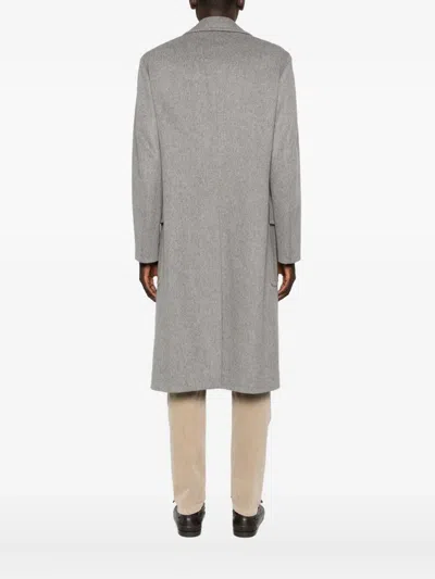Lardini Double-breasted Wool Coat In Gray