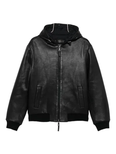 The Jack Leathers Hooded Leather Jacket In Black