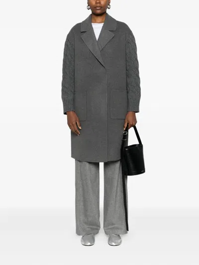 Gran Sasso Cable-knit Panelled Coat In Multi