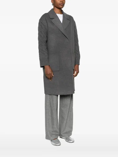 Gran Sasso Cable-knit Panelled Coat In Multi