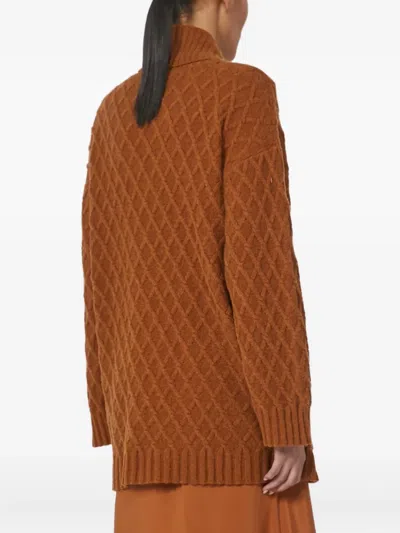 Max Mara Double-breasted Camel-yarn Cardigan In Brown