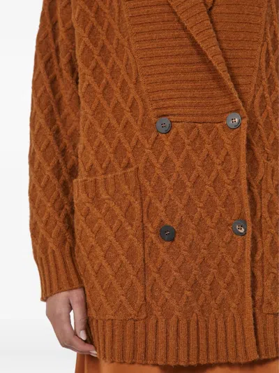 Max Mara Double-breasted Camel-yarn Cardigan In Brown