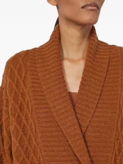 Max Mara Double-breasted Camel-yarn Cardigan In Brown