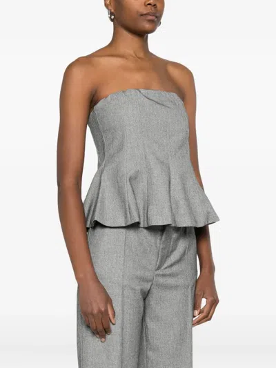 Rame Flared Strapless Top In Gray