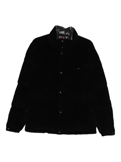 Moncler Serrant Short Velvet Puffer In Black