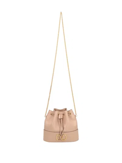 Valentino Garavani Mini Bucket Bag In Nappa With Vlogo Signature Chain Woman Rose Cannelle Uni In Pink