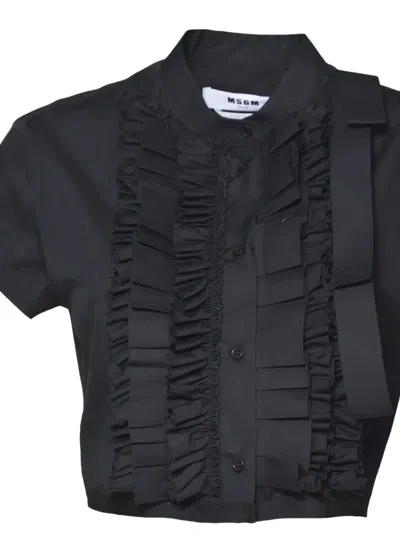 Msgm Ruffled Shirt In Black