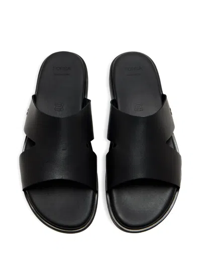 Forsa Leather Slides In Black