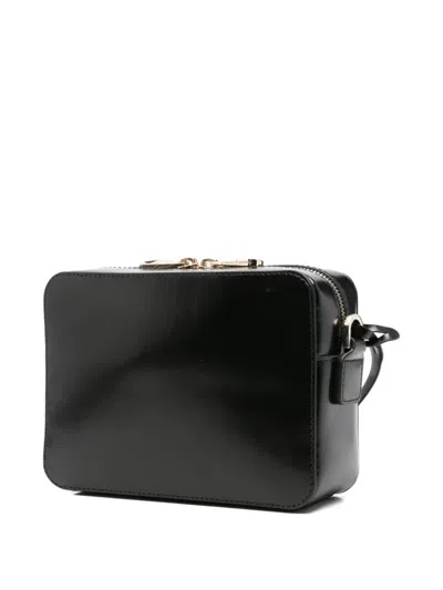 Aspinal Of London Womens Interlock-weave Leather Camera Bag Black