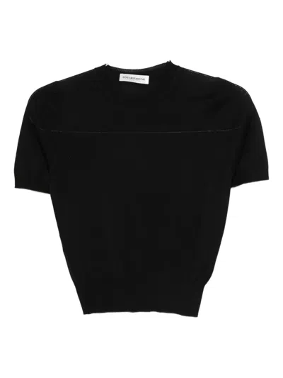 Goes Botanical Short-sleeve Sweater In Black