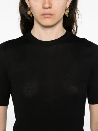 Goes Botanical Short-sleeve Sweater In Black