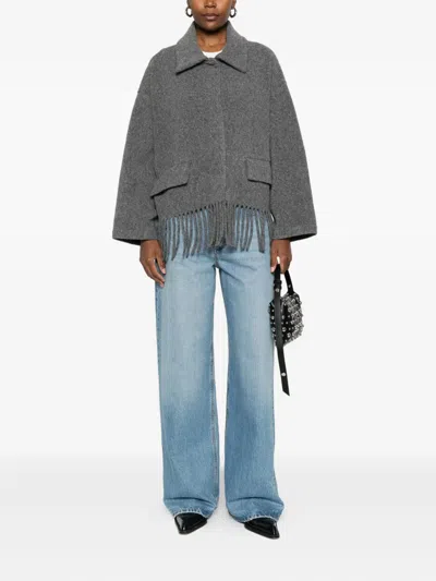 Uli Schneider Fringed Wool Jacket In Gray