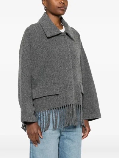 Uli Schneider Fringed Wool Jacket In Gray