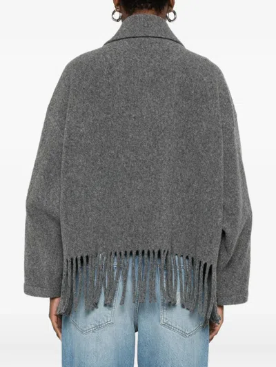 Uli Schneider Fringed Wool Jacket In Gray