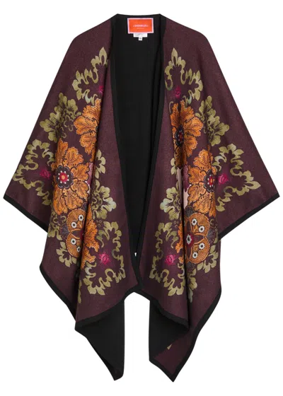 La Doublej La Double J Patterned-intarsia Wool Poncho In Animal Print