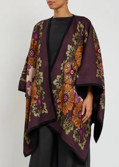 La Doublej La Double J Patterned-intarsia Wool Poncho In Animal Print