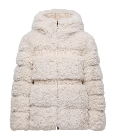 Moncler Verie Teddy Hooded Short Down Jacket In Multi