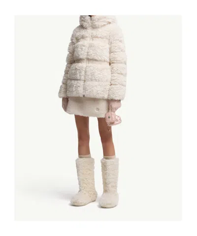 Moncler Verie Teddy Hooded Short Down Jacket In Multi