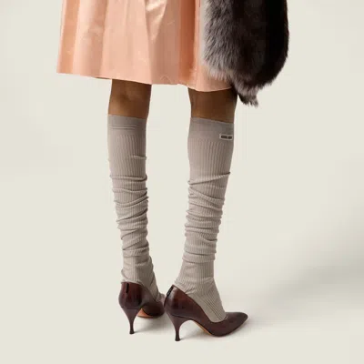 Miu Miu Waxed Calfskin Pointy Toe Pump In Brown