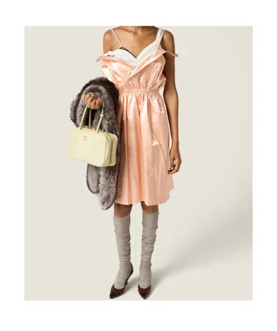 Miu Miu Waxed Calfskin Pointy Toe Pump In Brown