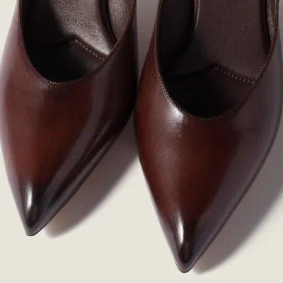 Miu Miu Waxed Calfskin Pointy Toe Pump In Brown