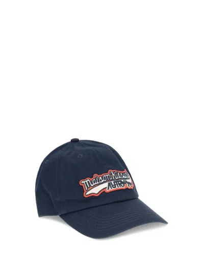 Autry Maison Kitsune Patch Baseball Cap In Blue