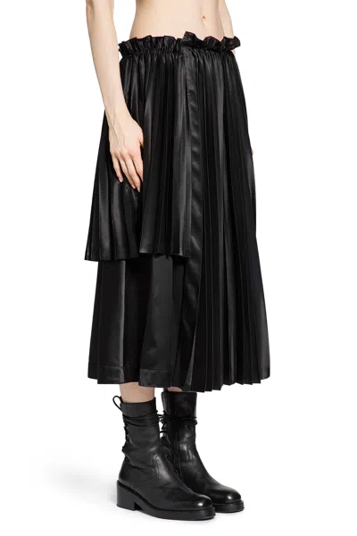 Noir Kei Ninomiya Pleated Asymmetric Midi Skirt In Black