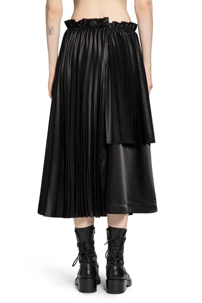 Noir Kei Ninomiya Pleated Asymmetric Midi Skirt In Black