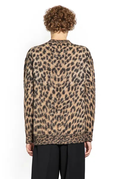 Laneus Leopard-print Crew-neck Sweater In Neutral