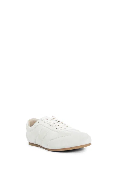 Lemaire Suede Low Profile Sneakers With Rubber Sole In Nude