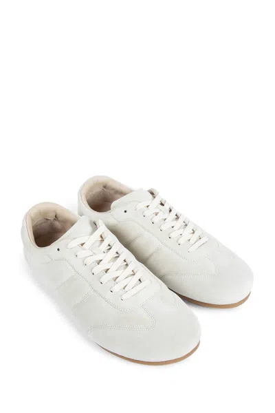 Lemaire Suede Low Profile Sneakers With Rubber Sole In Nude