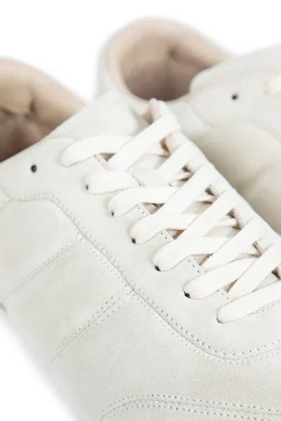 Lemaire Suede Low Profile Sneakers With Rubber Sole In Nude