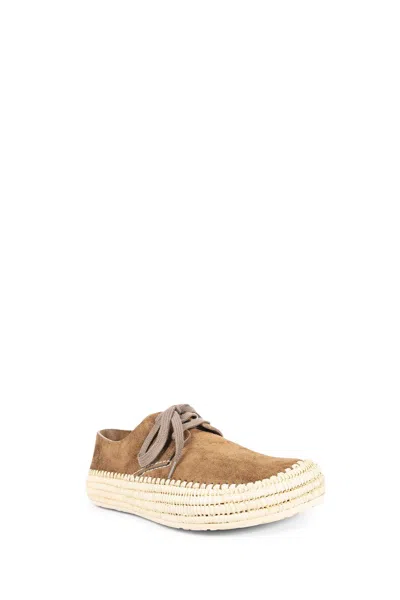 Loewe Men Rio Lace-up Shoes In Suede And Raffia In Brown