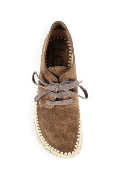 Loewe Men Rio Lace-up Shoes In Suede And Raffia In Brown