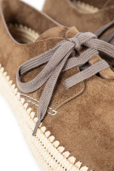 Loewe Men Rio Lace-up Shoes In Suede And Raffia In Brown