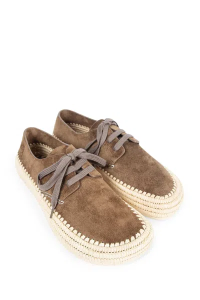 Loewe Men Rio Lace-up Shoes In Suede And Raffia In Brown