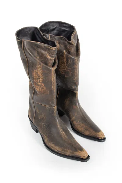 Khaite Clive 25 Leather Boots In Multi