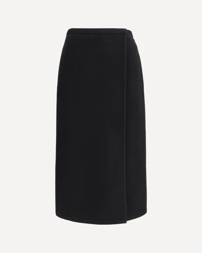 Rier Fleece Wrap Skirt In Pure Wool In Black