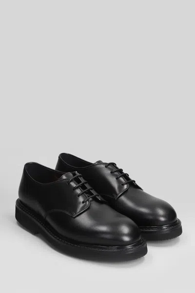 Premiata Lace Up Shoes In Black Leather In Black