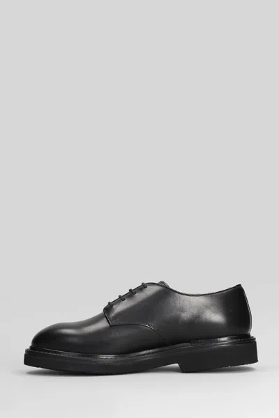 Premiata Lace Up Shoes In Black Leather In Black