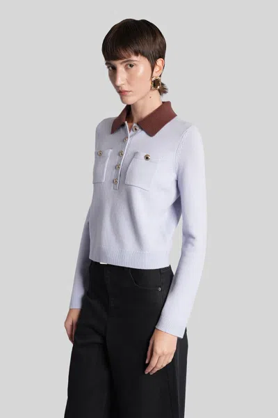 Self-portrait Delicate Lace Long-sleeved Top With High Neckline In White