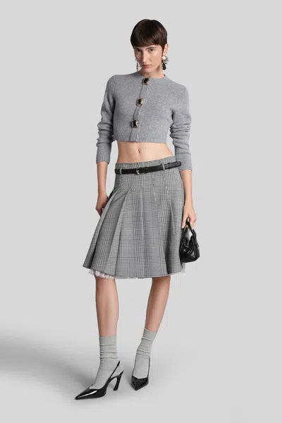 Self-portrait Cropped Gray Sweater With Decorative Buttons In Gray