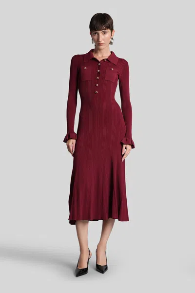 Self-portrait Knee Length Dress With Flared Cuffs And Pockets In Red