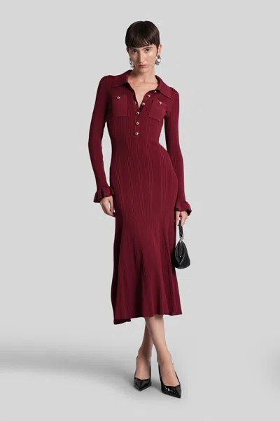 Self-portrait Knee Length Dress With Flared Cuffs And Pockets In Red