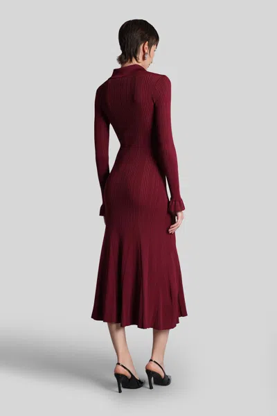 Self-portrait Knee Length Dress With Flared Cuffs And Pockets In Red