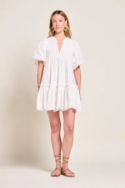 Poupette St Barth Aria Broderie Anglaise Cotton Minidress In Natural White