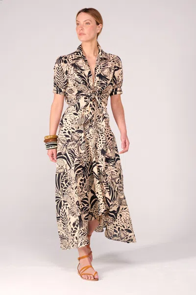 Poupette St Barth Eren Tie Front Maxi Dress In Black