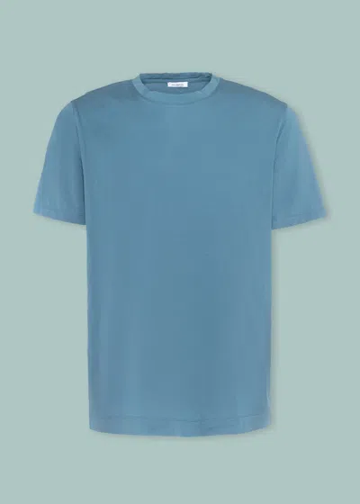 Malo T-shirt Girocollo In Jersey Di Cotone In Blue