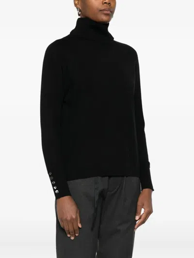 Alpha Studio Relaxed Fit Black Turtleneck Sweater In Multi
