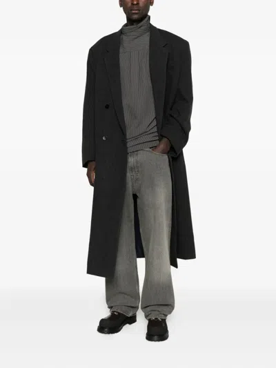 Magliano Double-breasted Wool Coat In Black